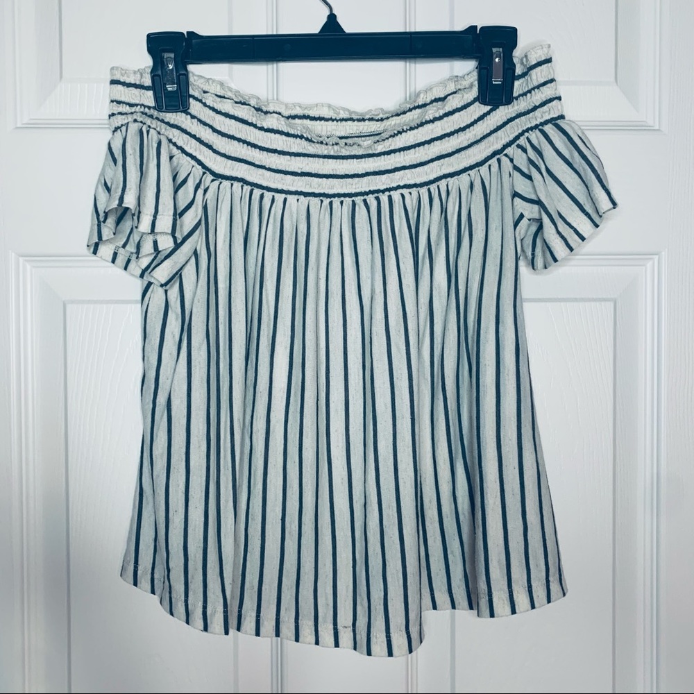 American Eagle Striped Off-The-Shoulder Blouse XS